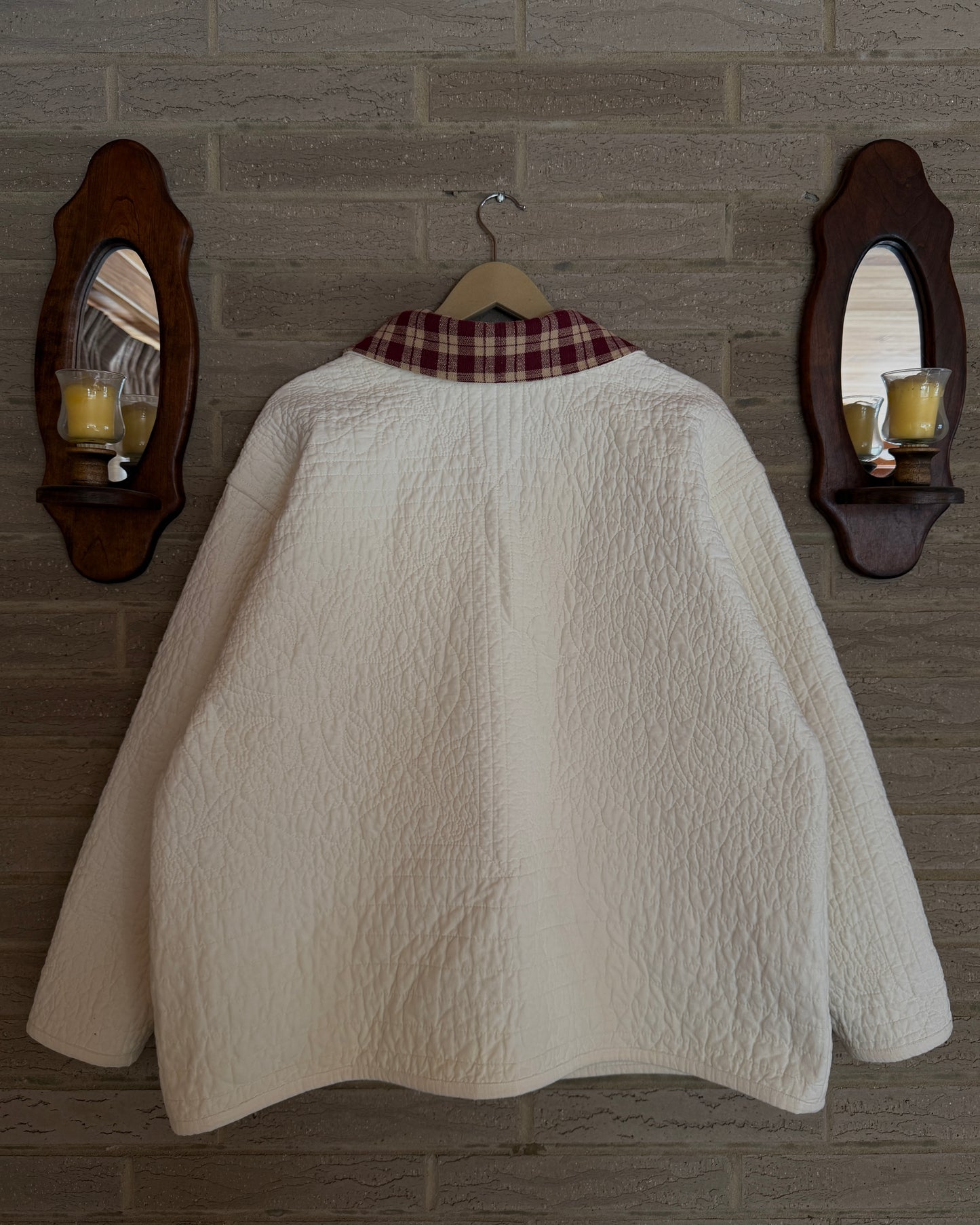 L/XL - red plaid combo quilted jacket