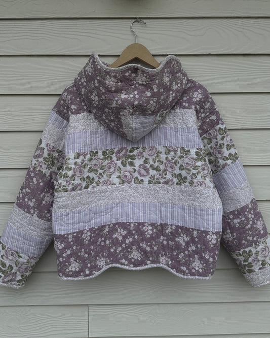 Purple Quilted Hoodie - M