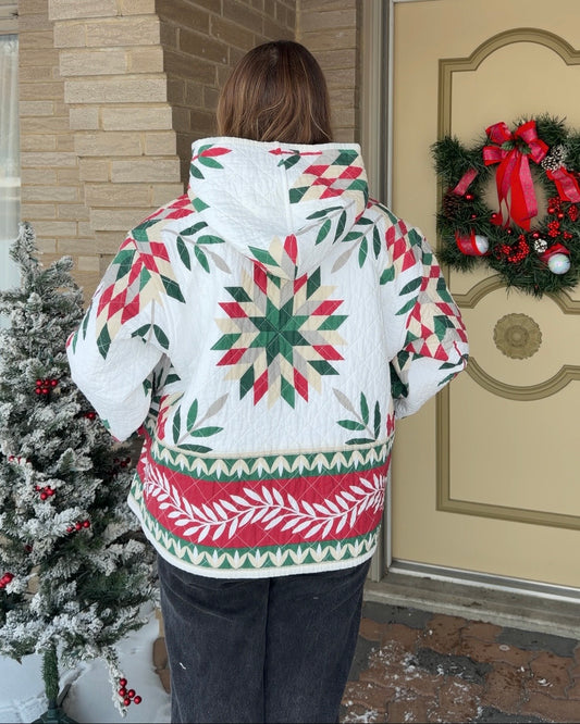 L - white christmasy hoodie