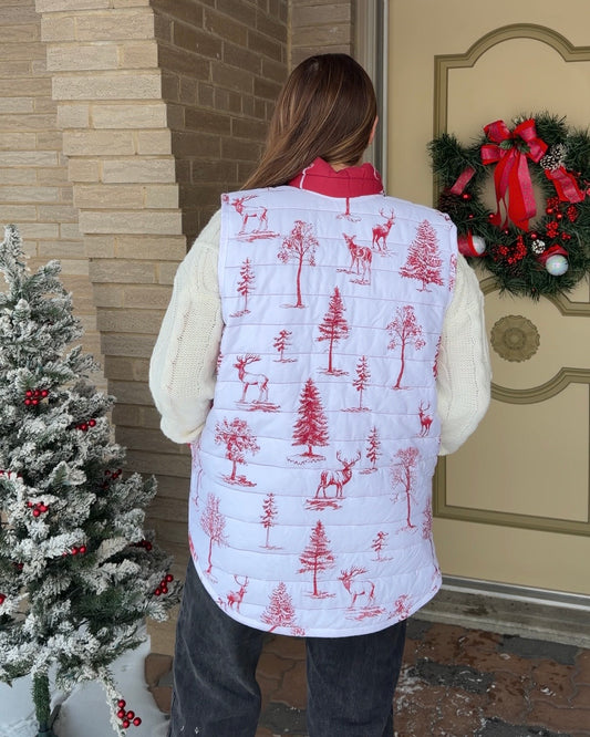L/XL - white puffy deer vest