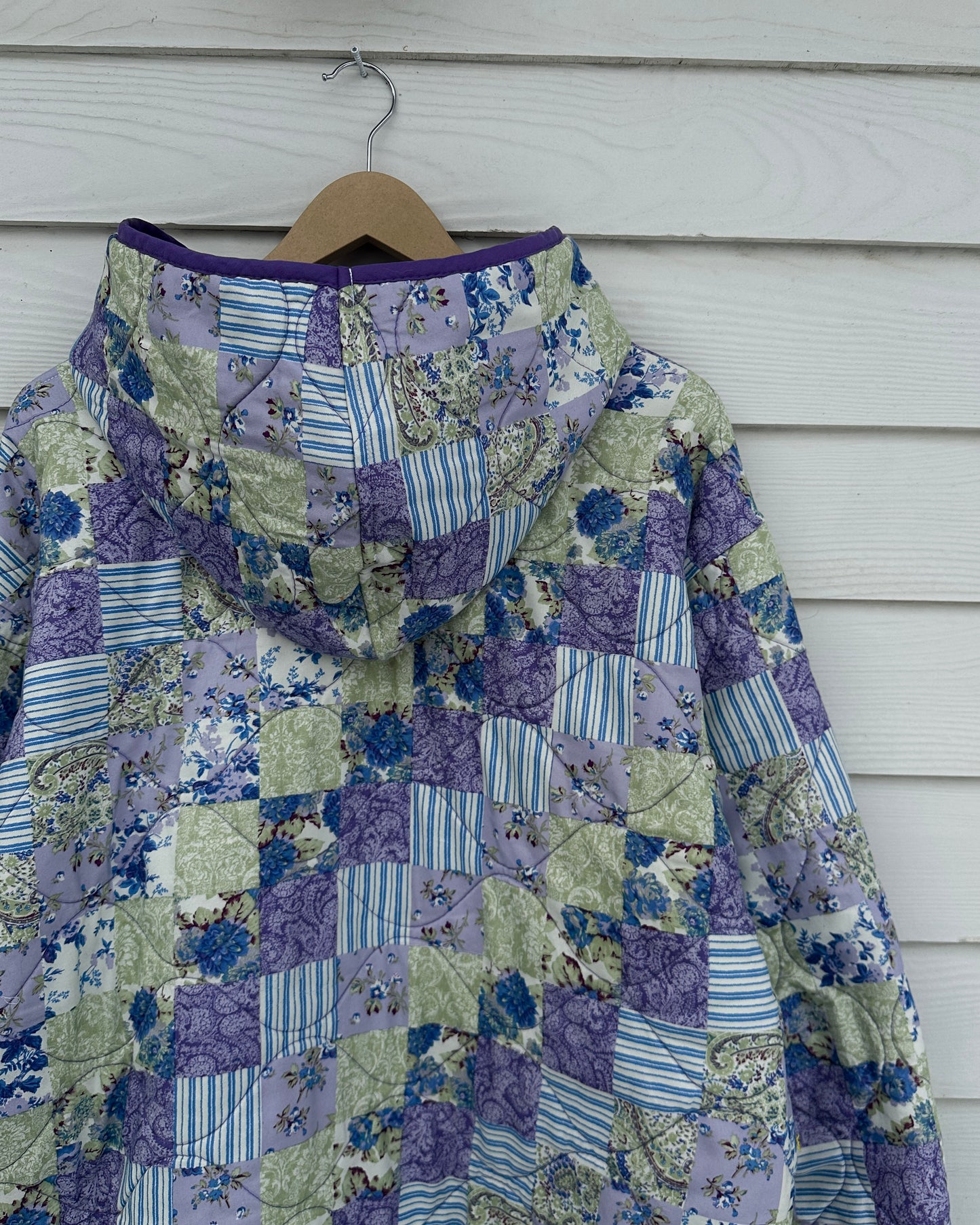 purple patchwork hoodie - XL