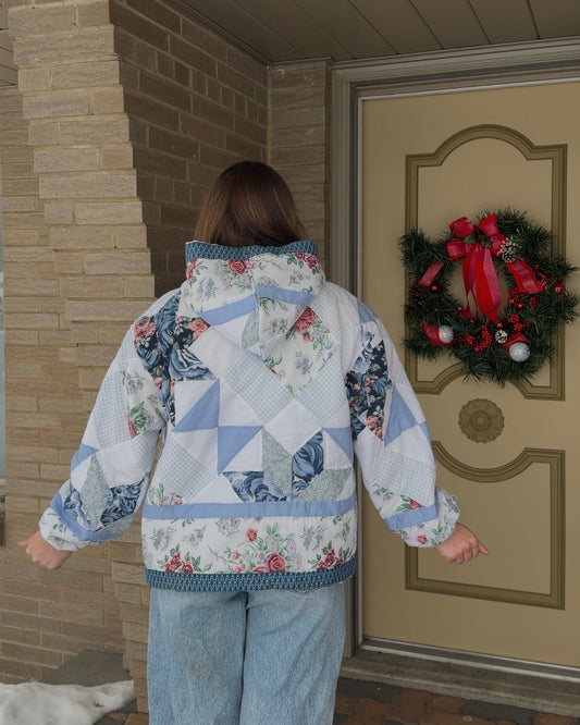 L - Blue Star Quilt Hoodie