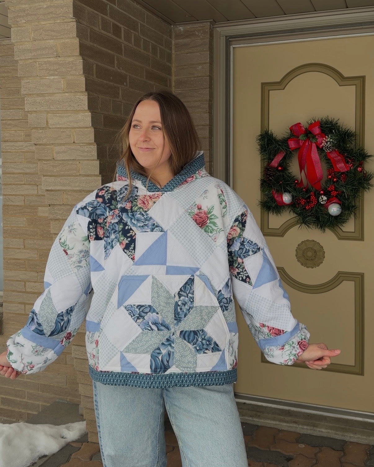 L - Blue Star Quilt Hoodie