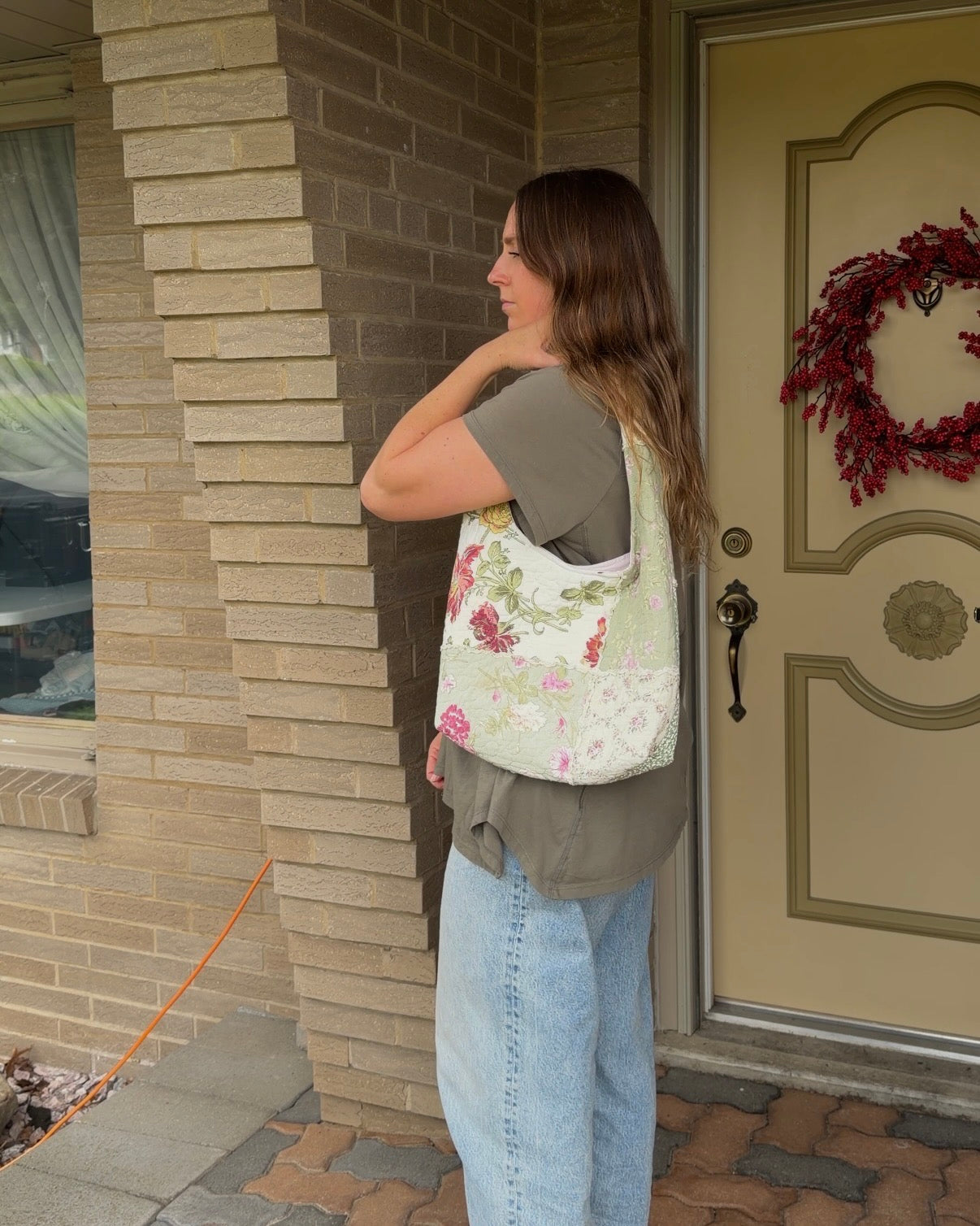 S - sage green hobo bag