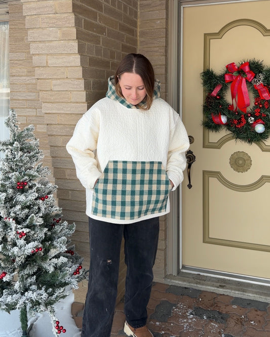 L/XL - gingham & quilted combo jacket