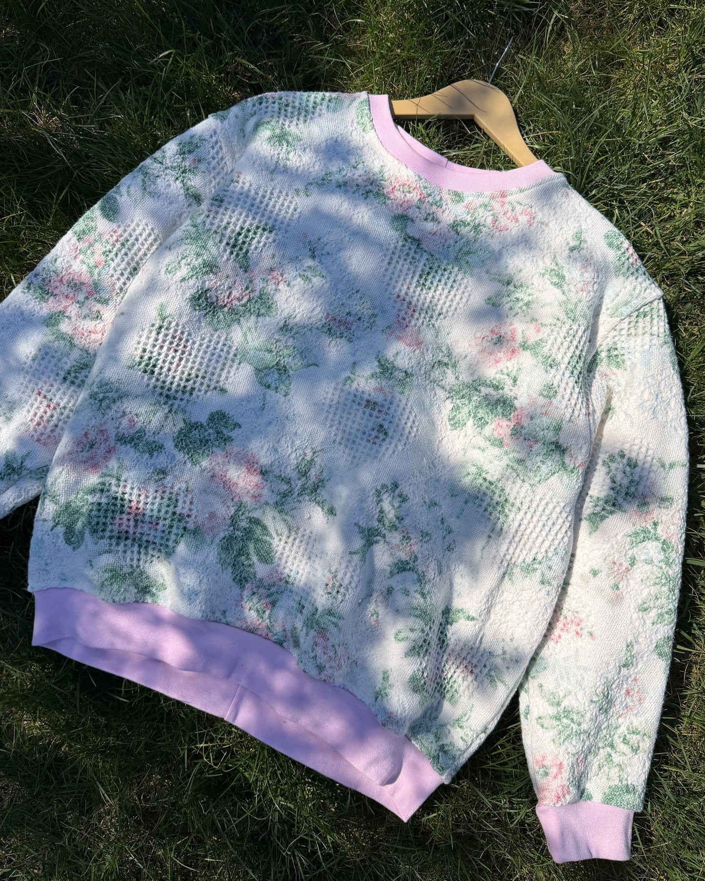 M - Floral Woven Crewneck