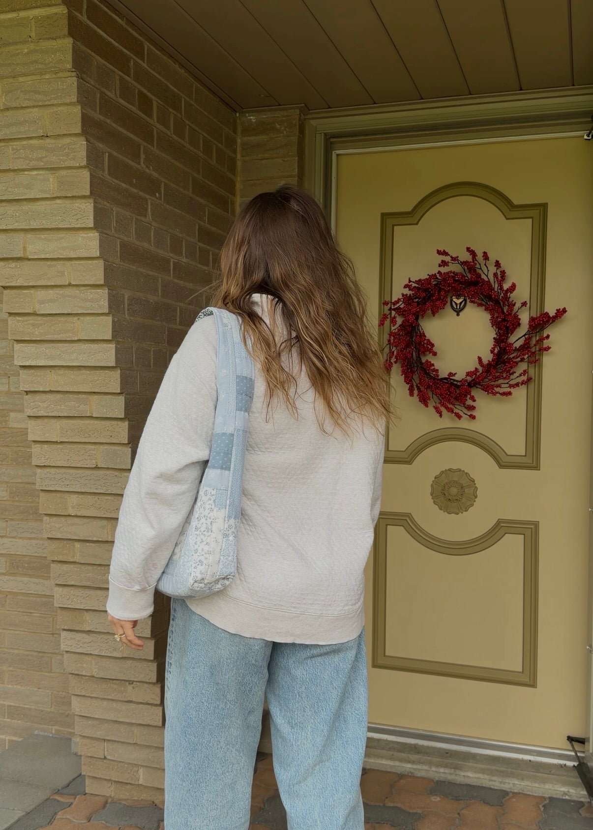 blues quilted hobo bag