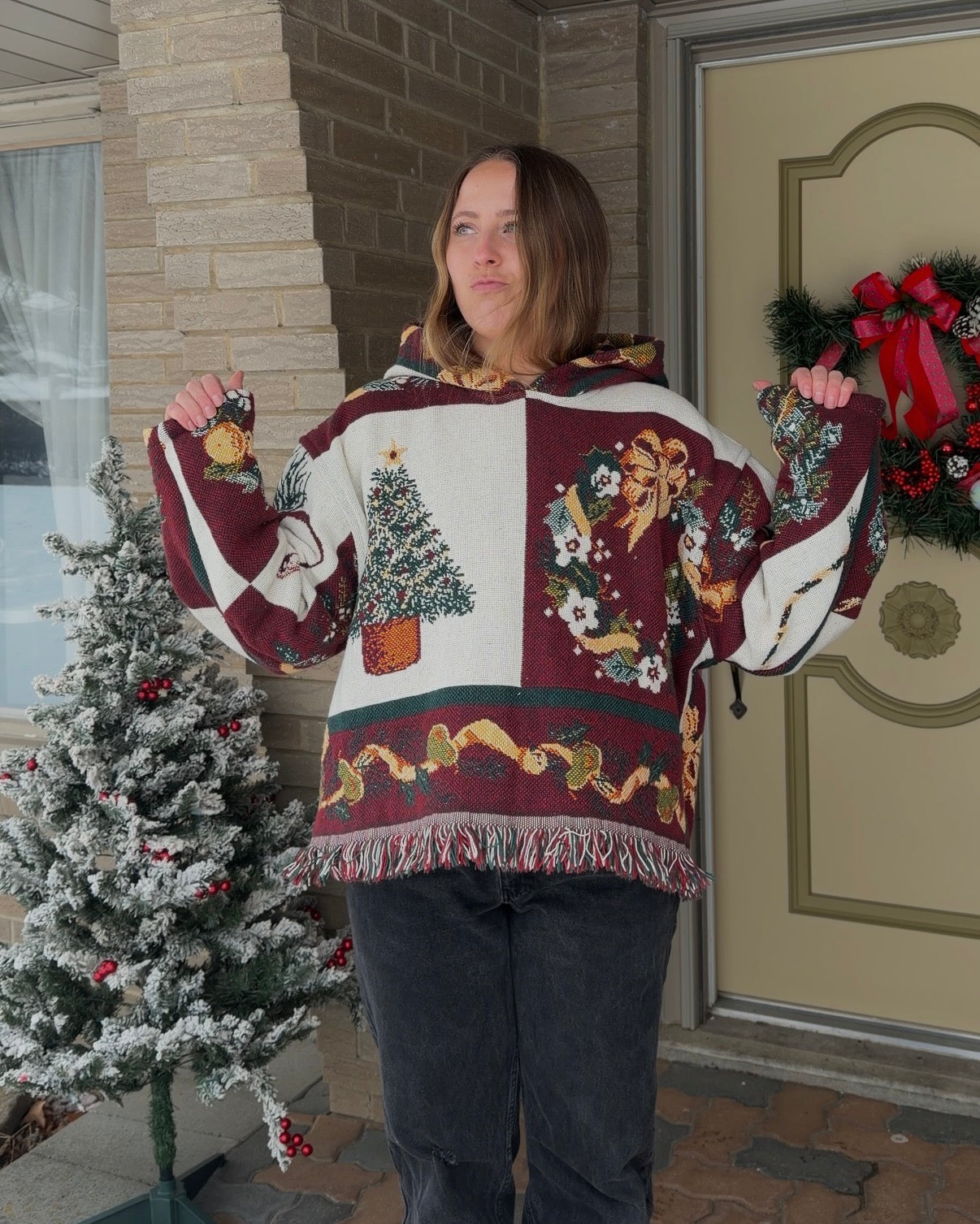 Maroon Christmas Hoodie - L