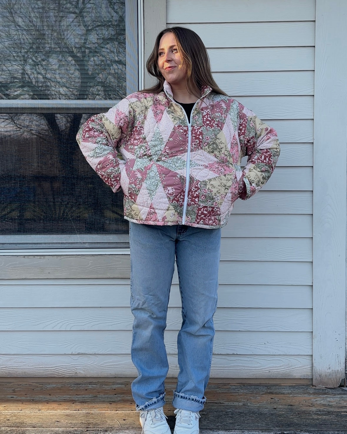 Pink Quilted Jacket - M