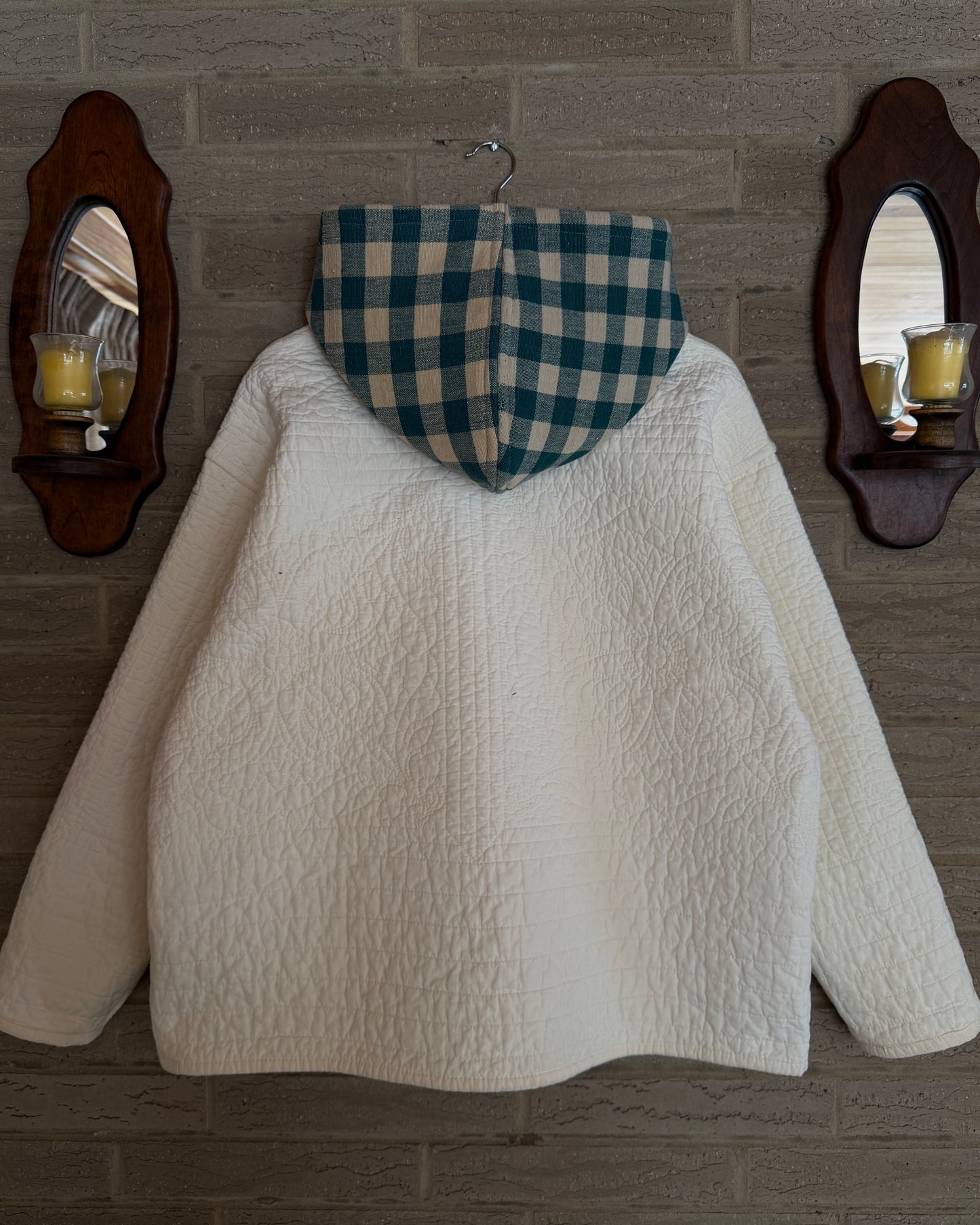 L/XL - gingham & quilted combo jacket