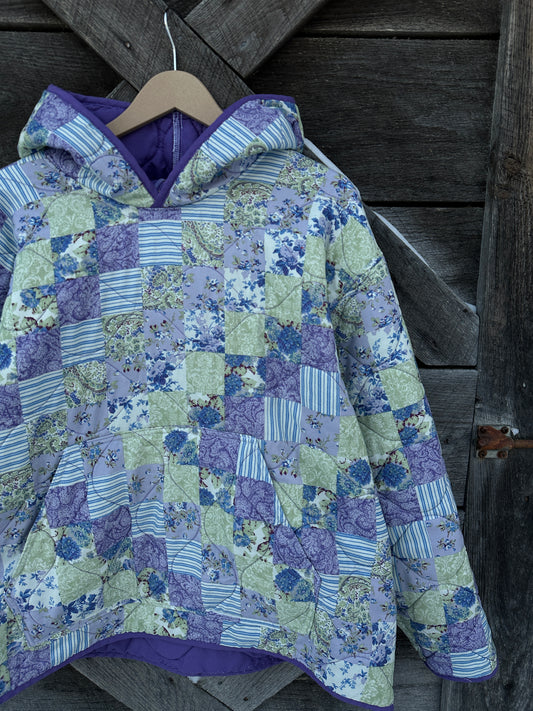 purple patchwork hoodie - XL