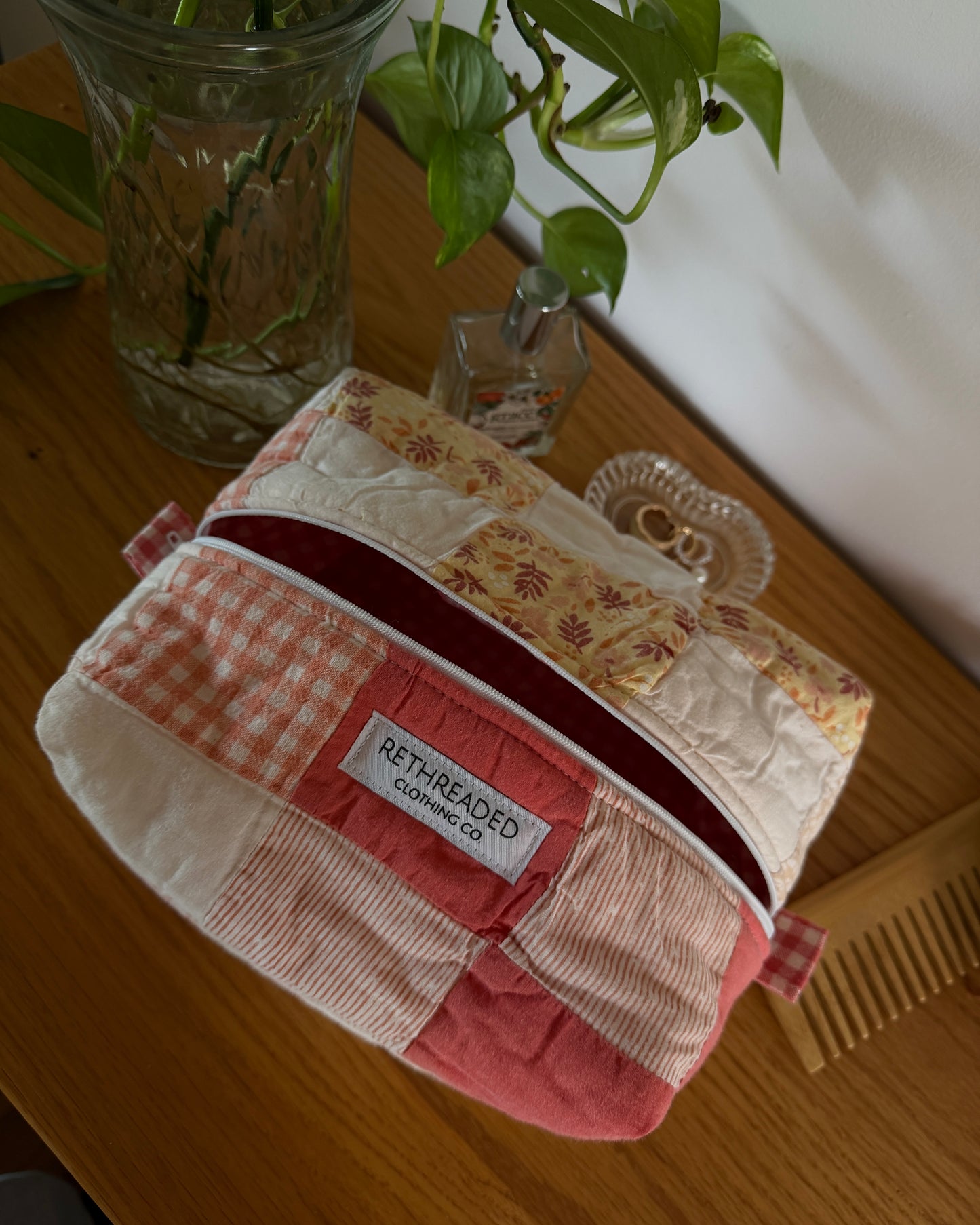 patchwork quilted makeup bag