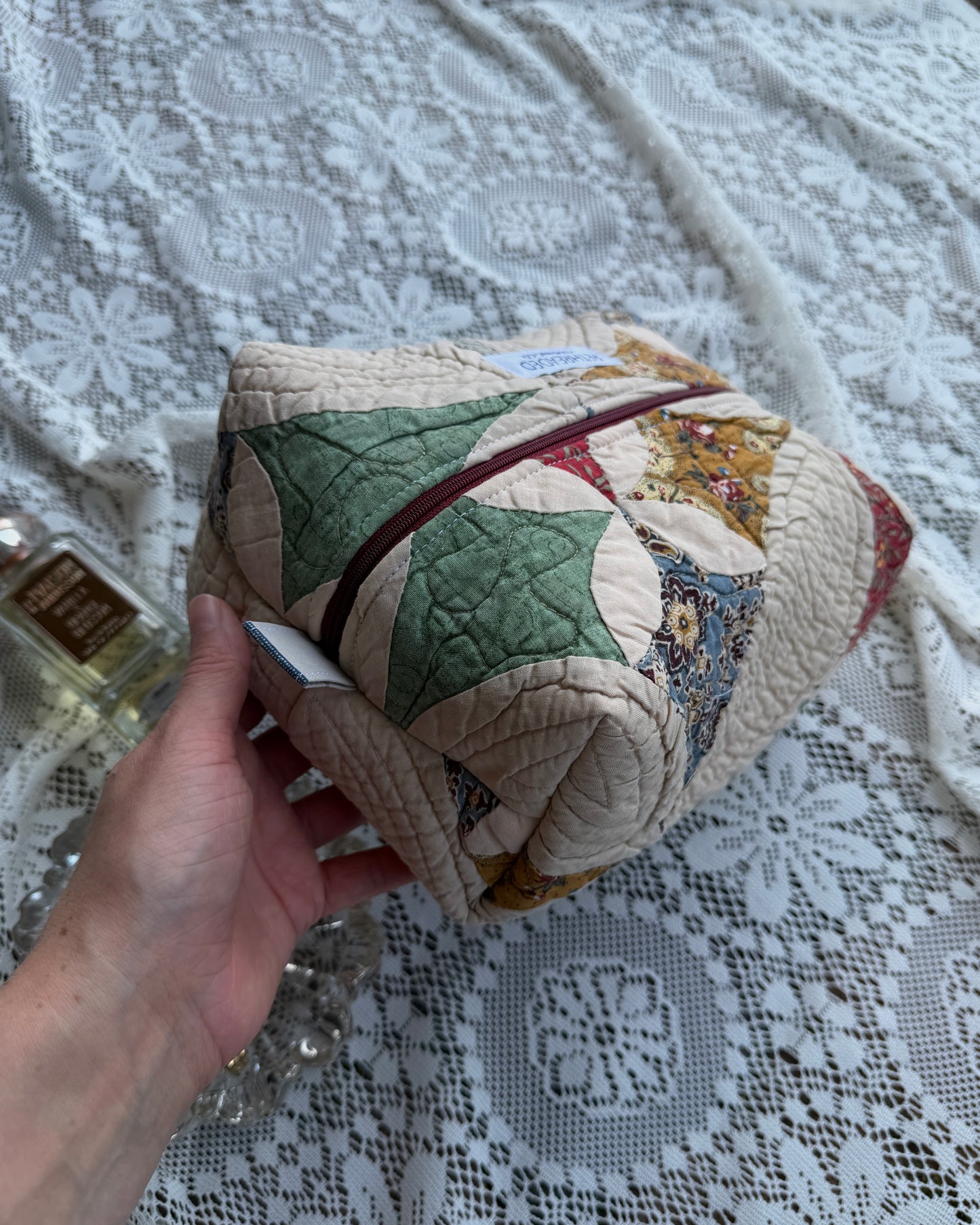 diamond quilted makeup bag
