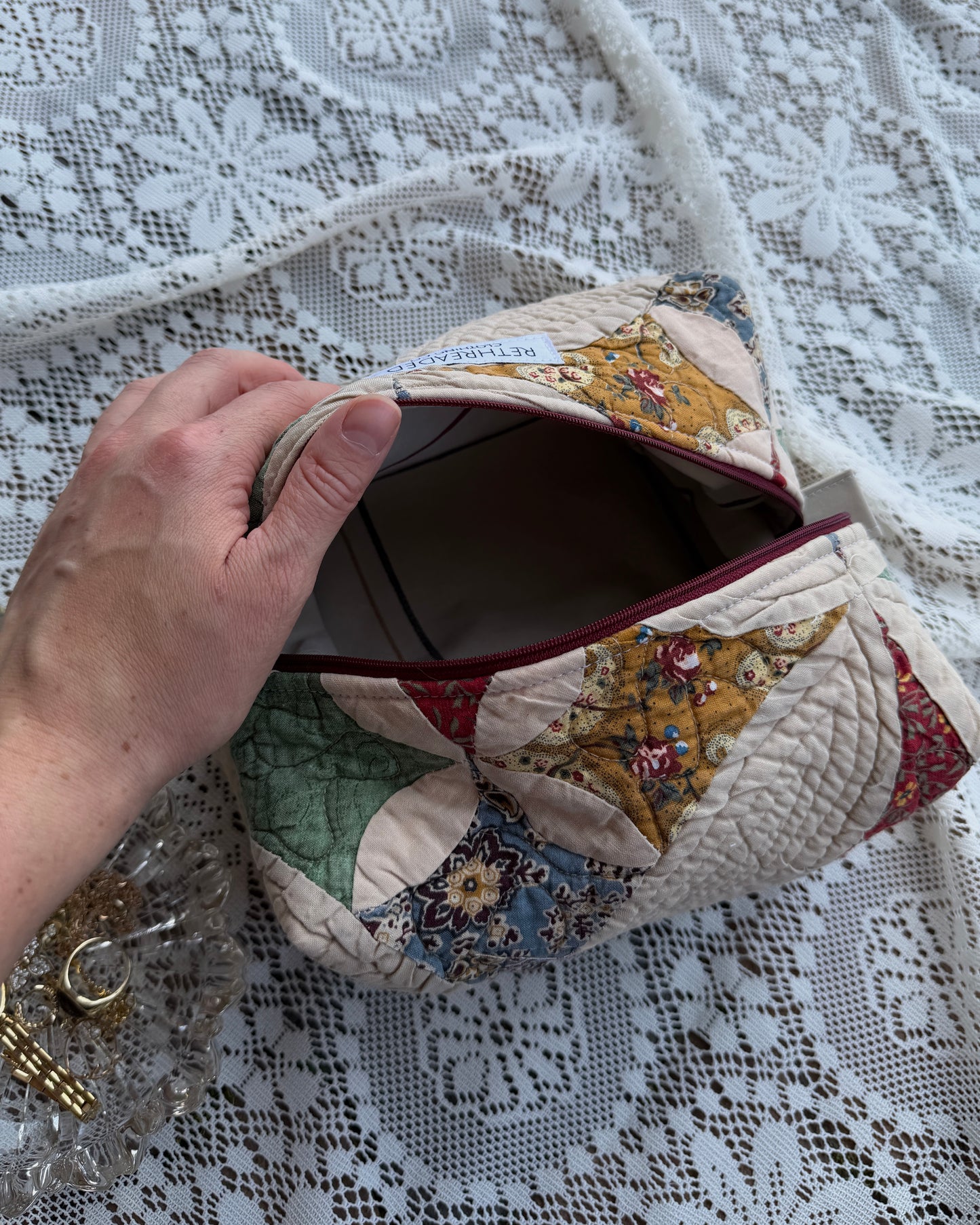 diamond quilted makeup bag