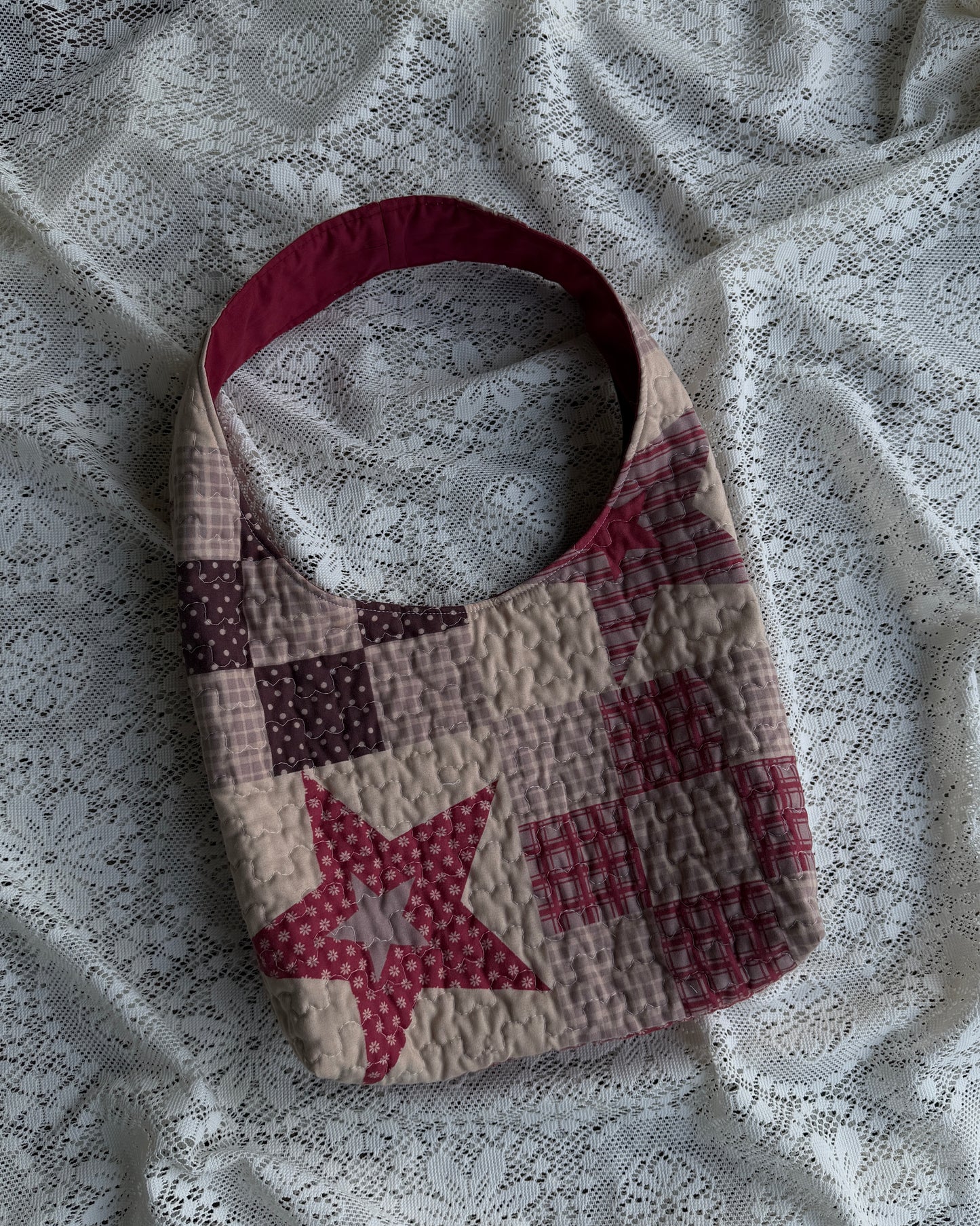 red star quilted hobo bag