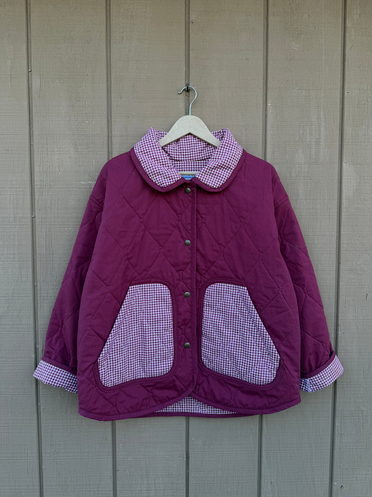 L - maroon gingham jacket