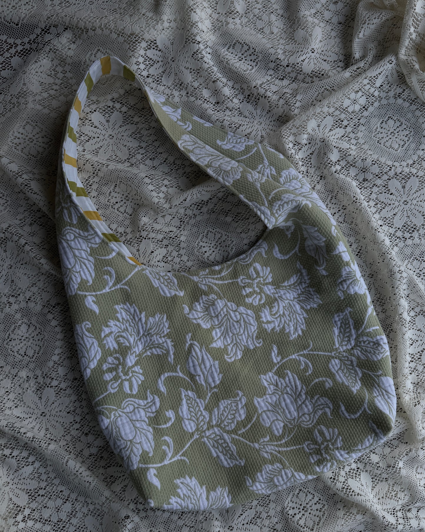 large green floral hobo bag