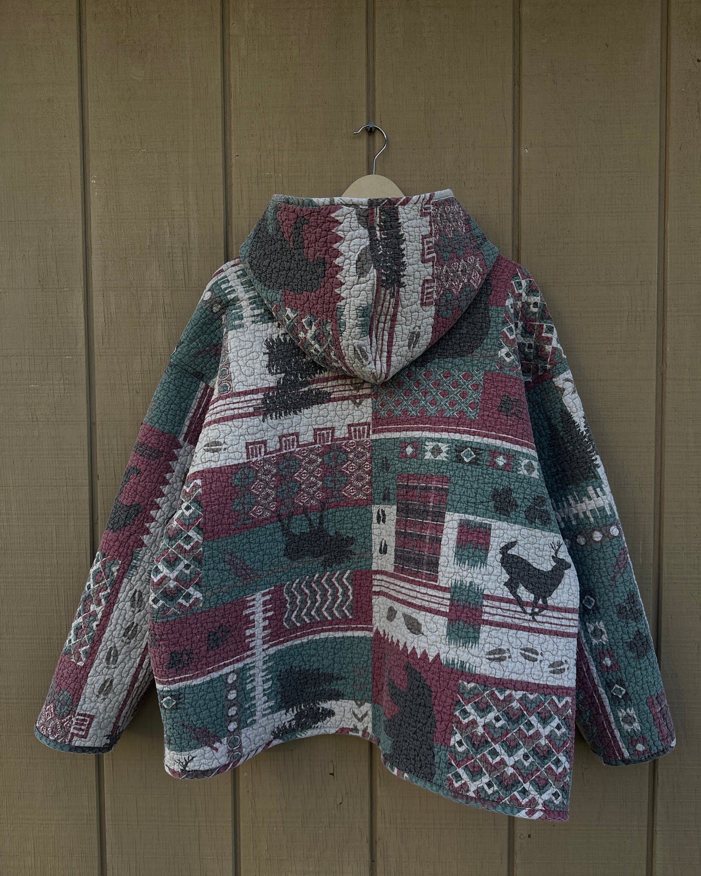 Deer/Bear Quilted Hoodie - XL