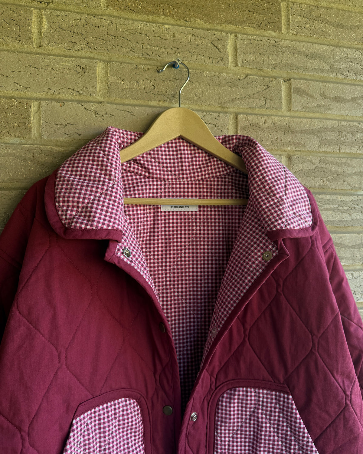 L - maroon gingham jacket