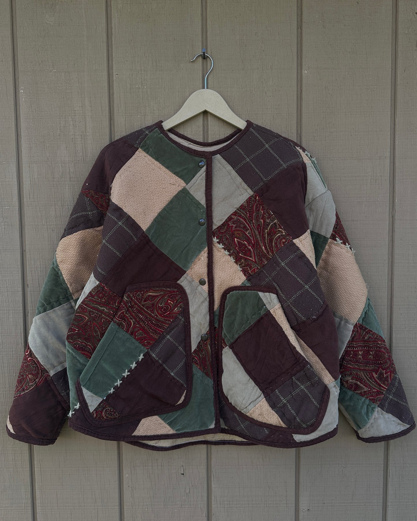 Brown Patchwork Jacket - L