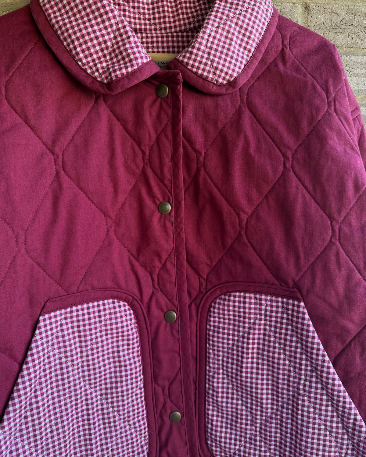 L - maroon gingham jacket