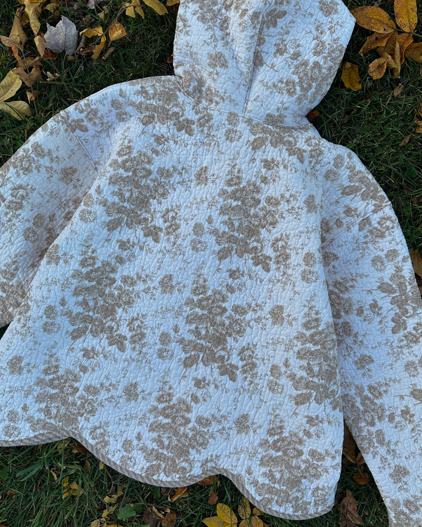 L - Tan Floral Hoodie