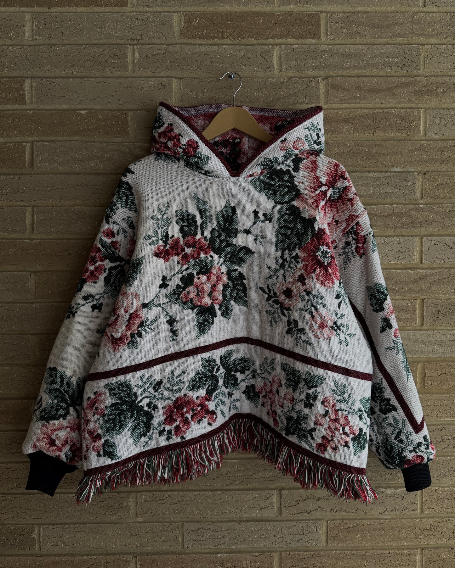 L - Floral Woven Hoodie