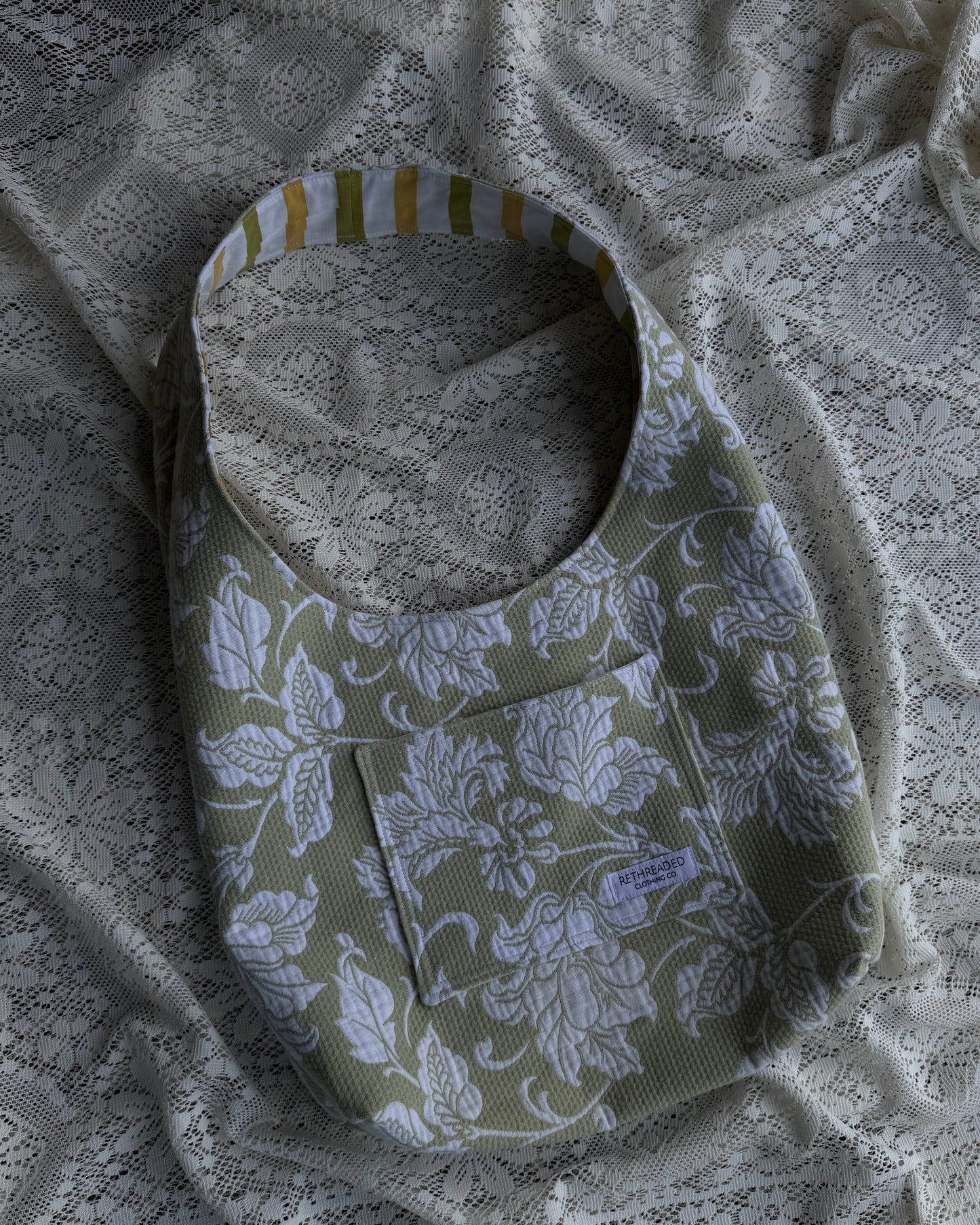 large green floral hobo bag