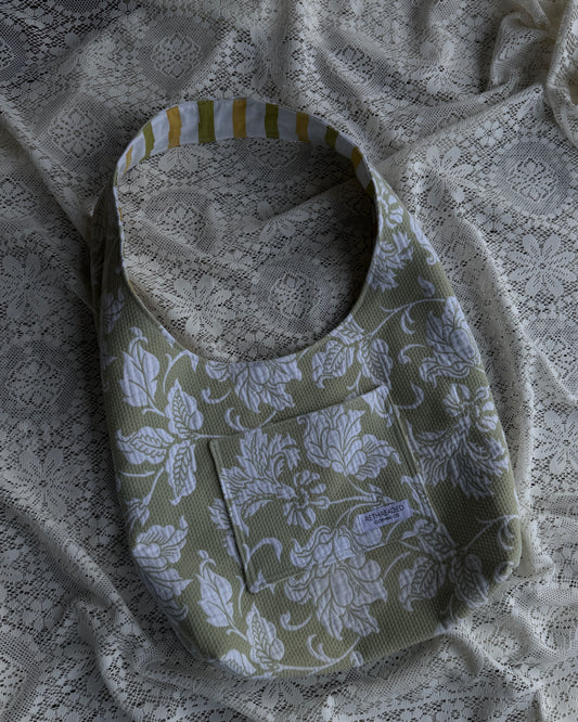 large green floral hobo bag