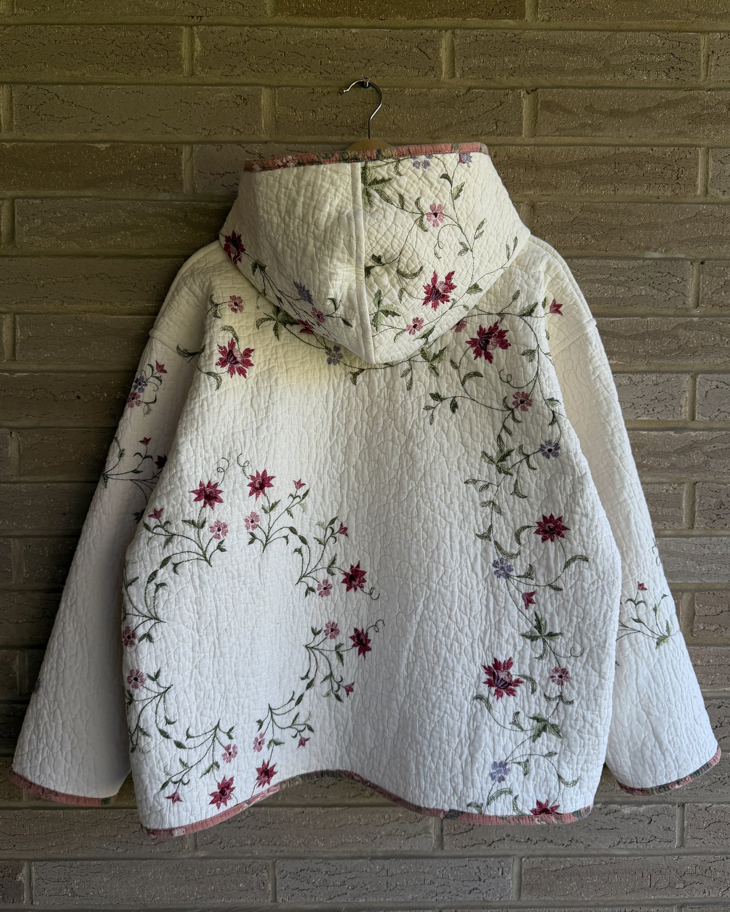 L - Floral Embroidered Hoodie