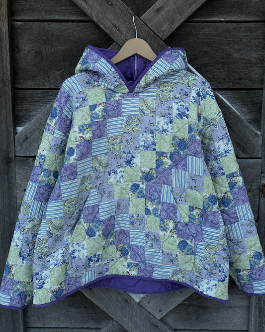 purple patchwork hoodie - XL