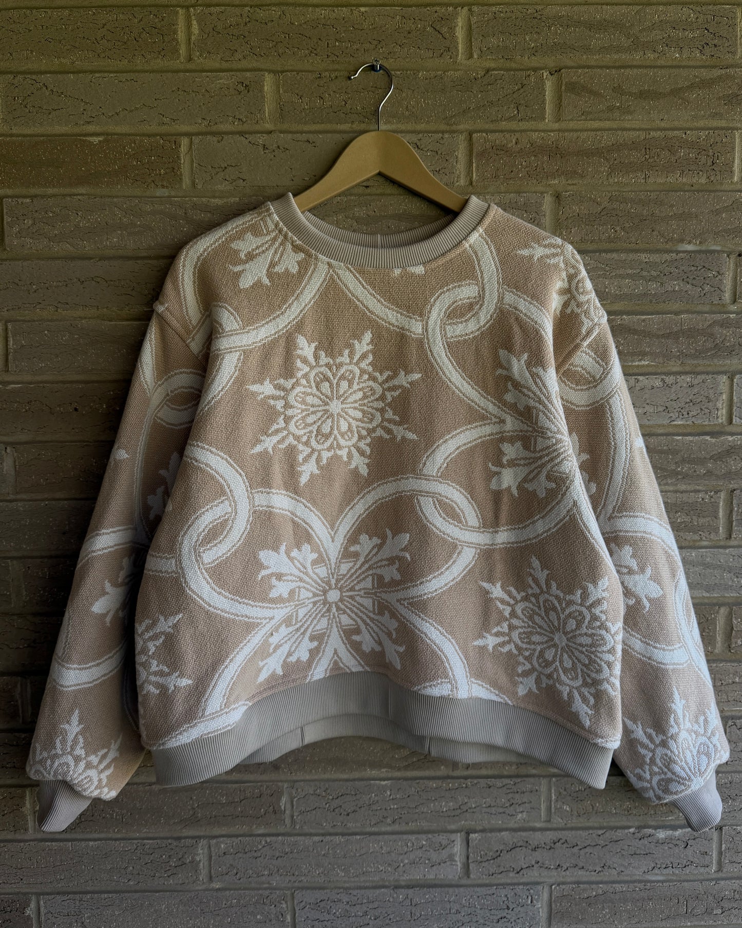 M - Tan Woven Crewneck