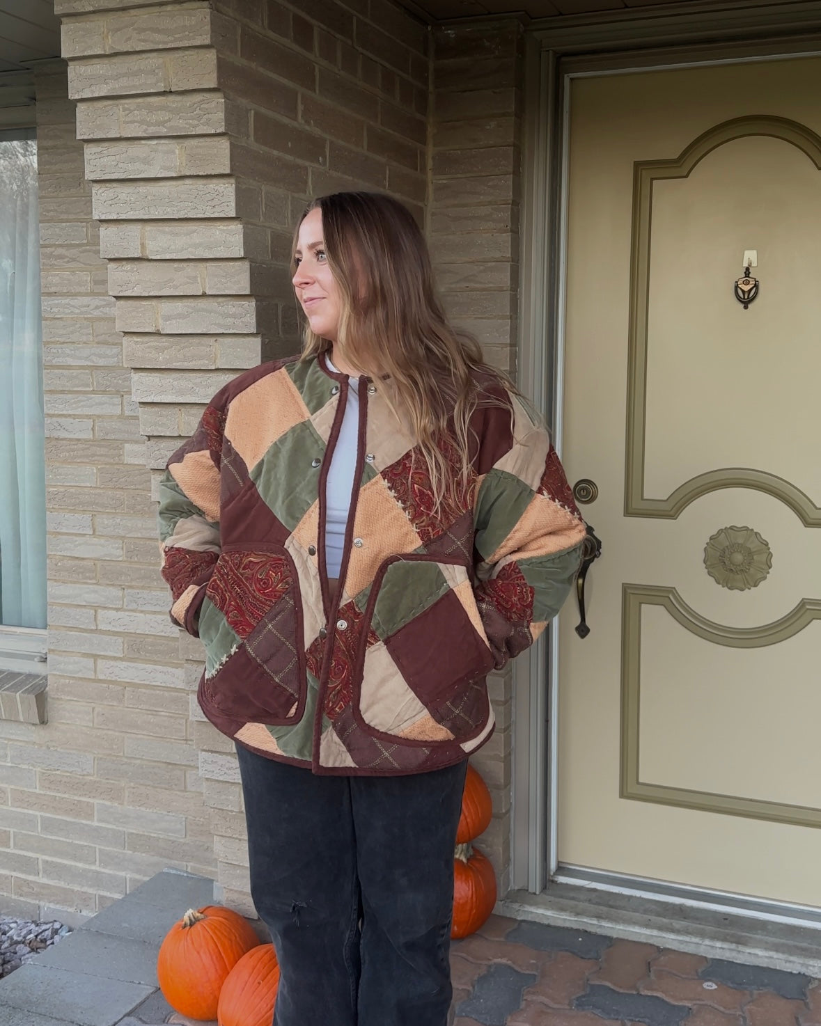 Brown Patchwork Jacket - L