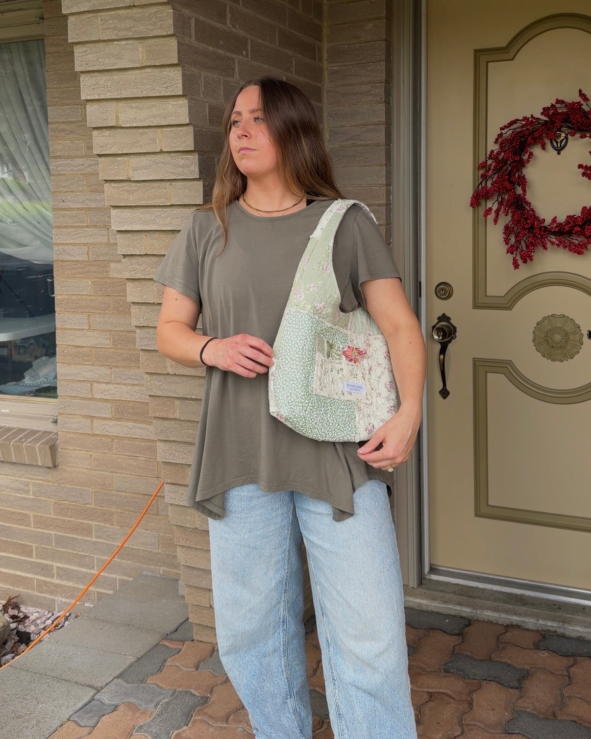 S - sage green hobo bag