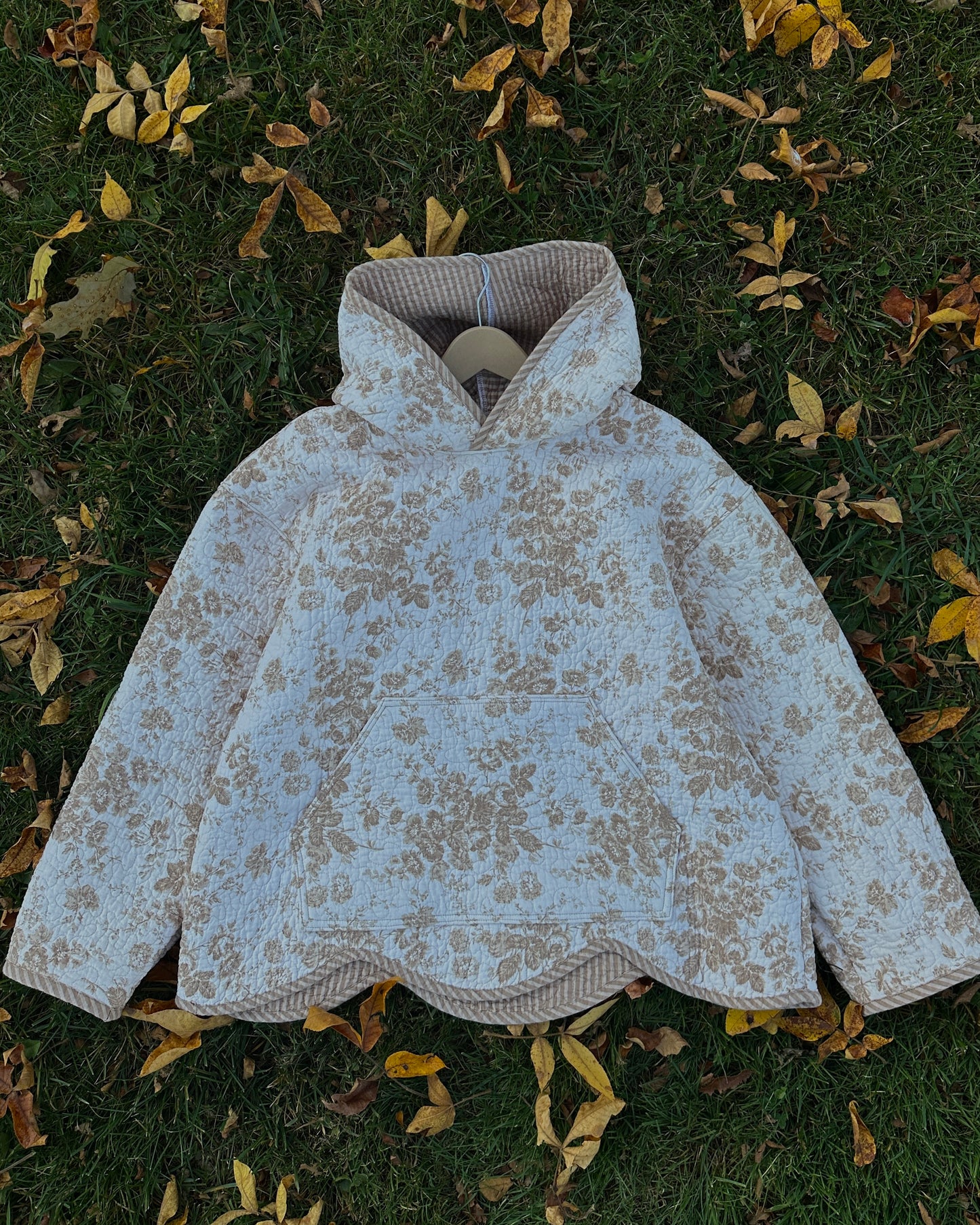 L - Tan Floral Hoodie