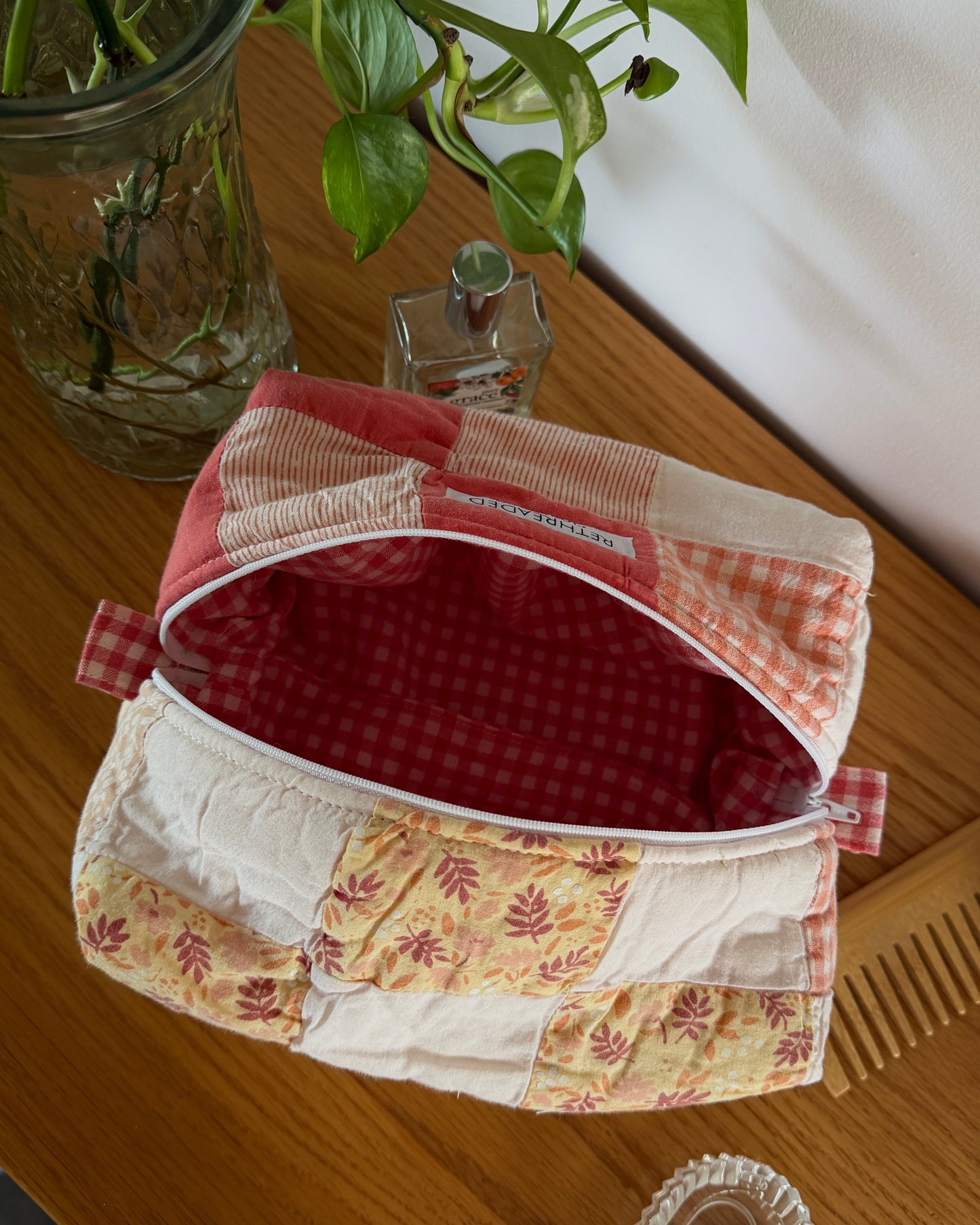 patchwork quilted makeup bag