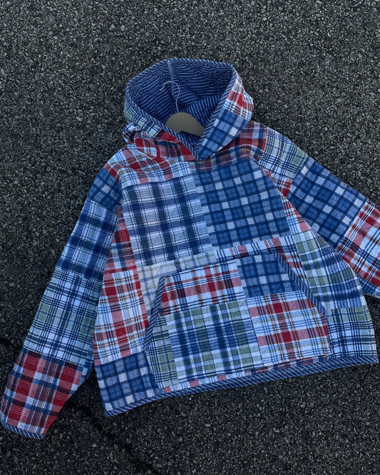 Plaid Quilted Hoodie - L