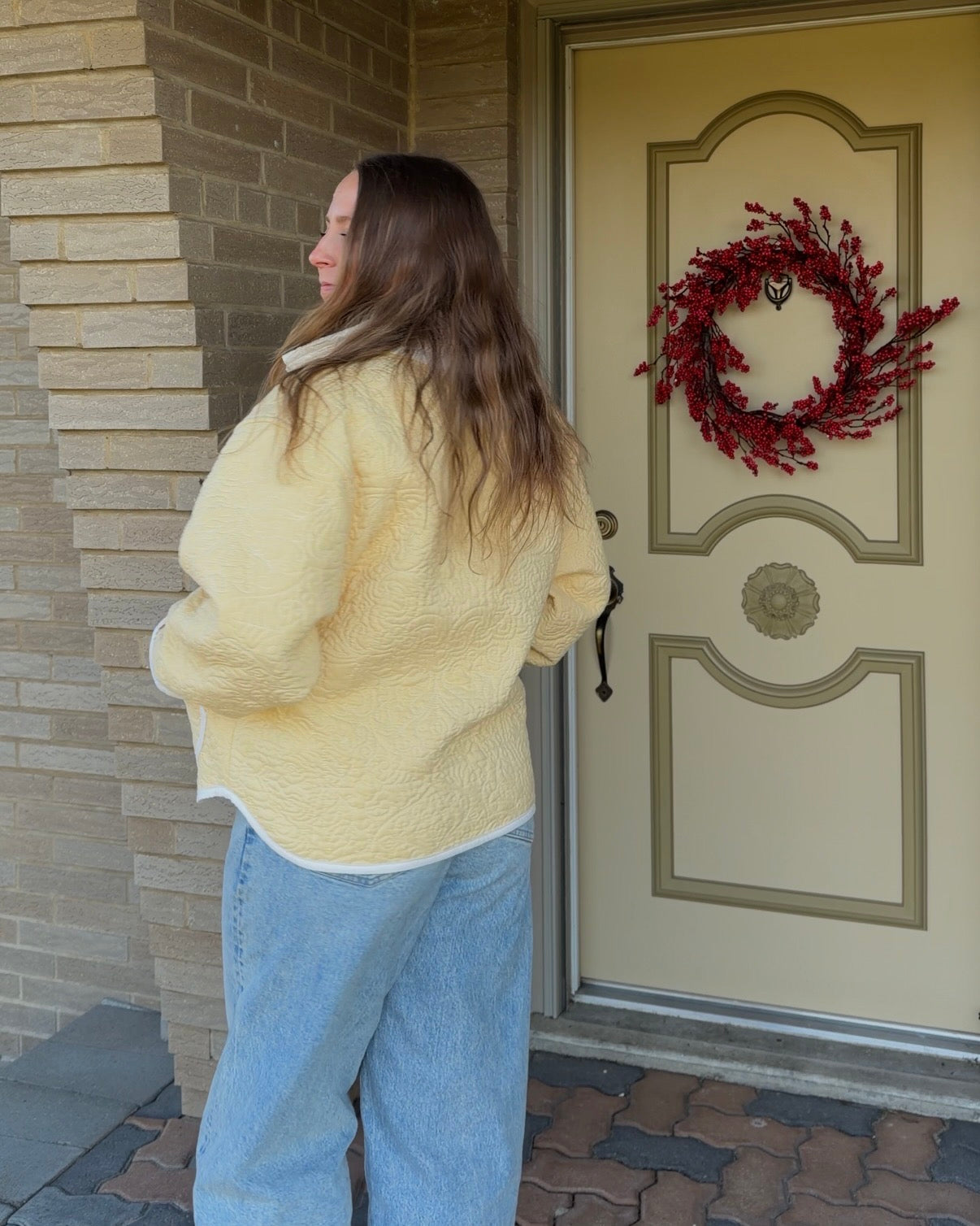M - Yellow Quilted Jacket