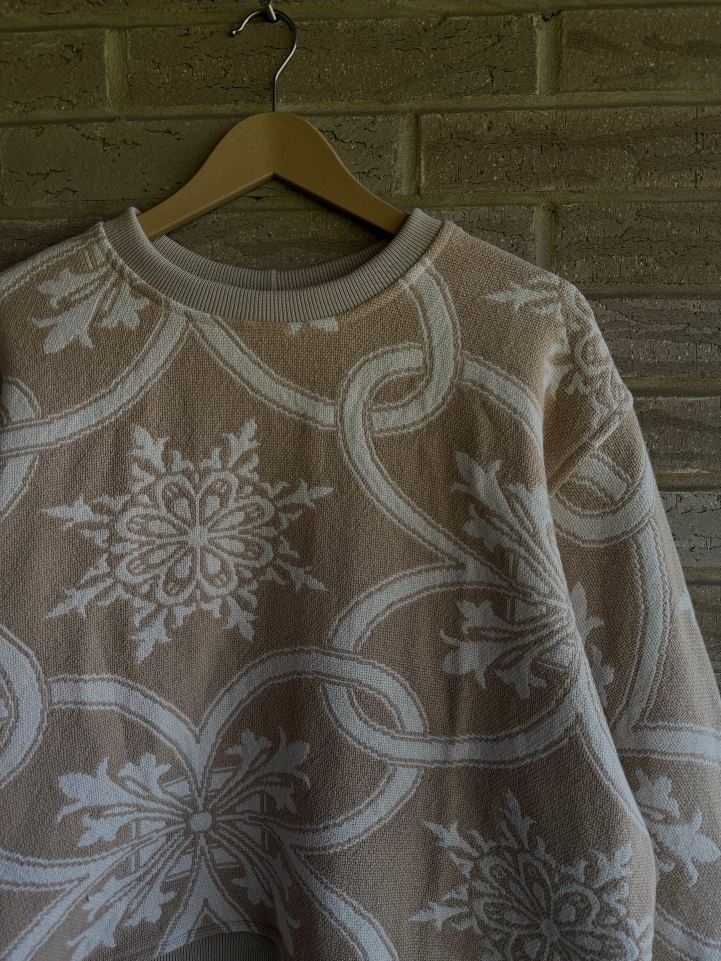 M - Tan Woven Crewneck