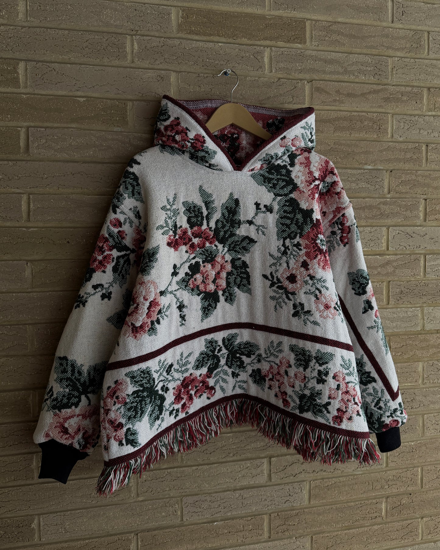 L - Floral Woven Hoodie