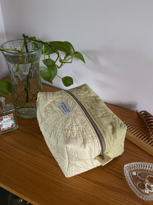 two tone quilted makeup bag