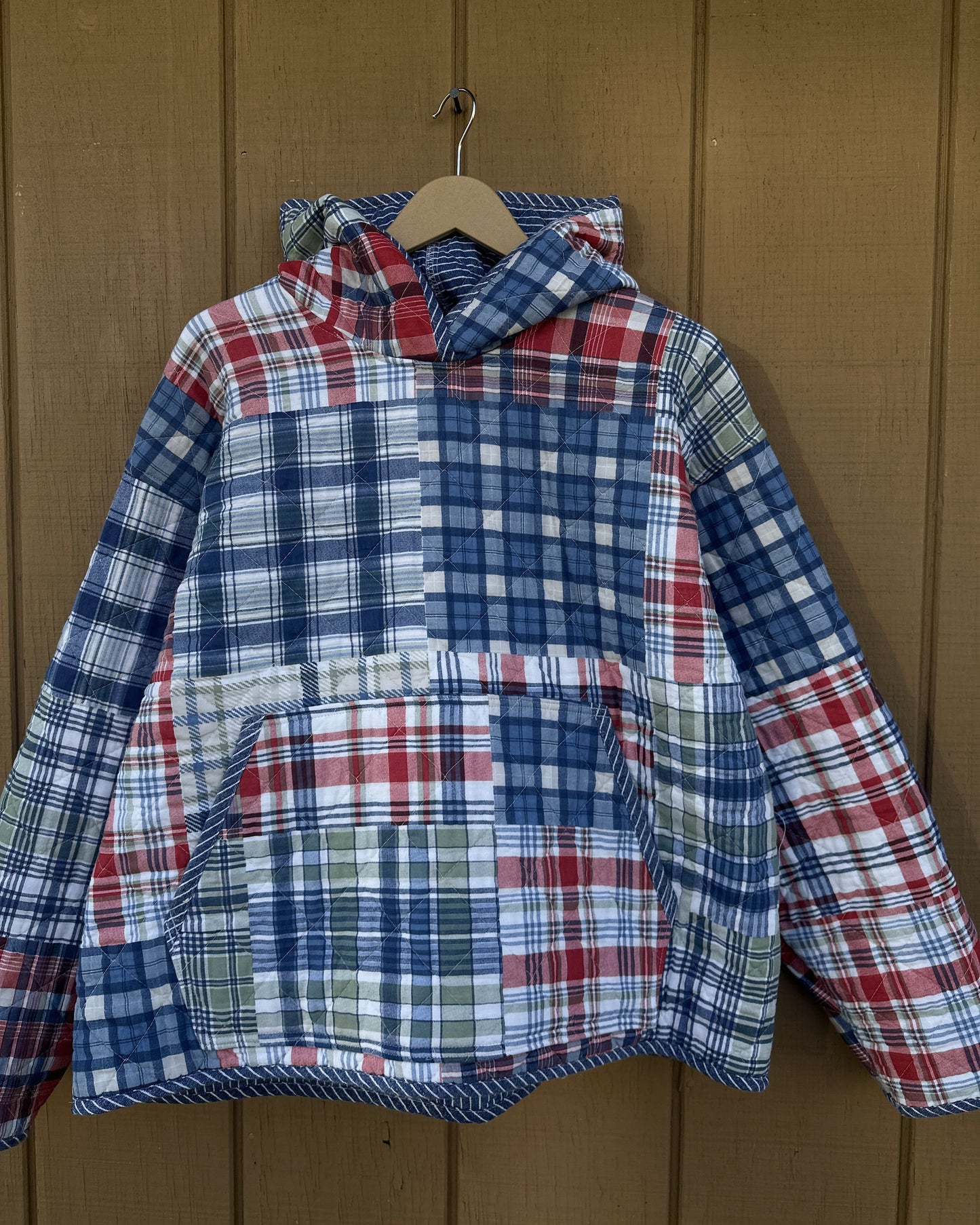 Plaid Quilted Hoodie - L