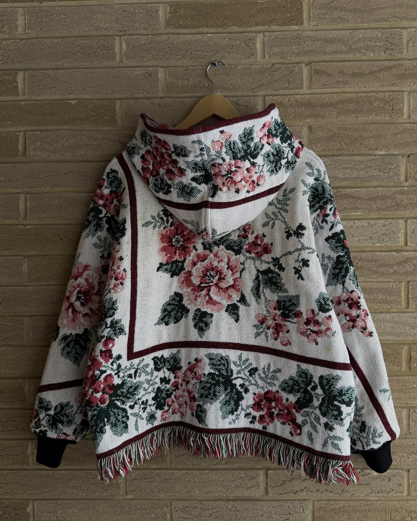 L - Floral Woven Hoodie