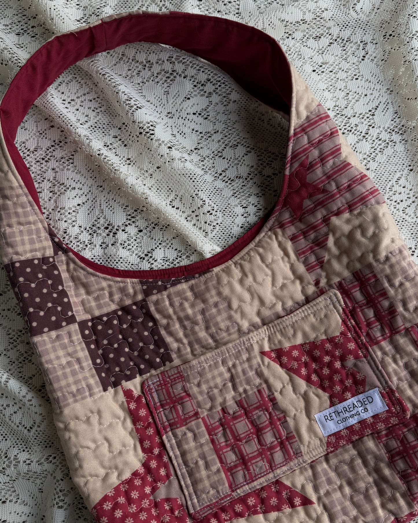 red star quilted hobo bag