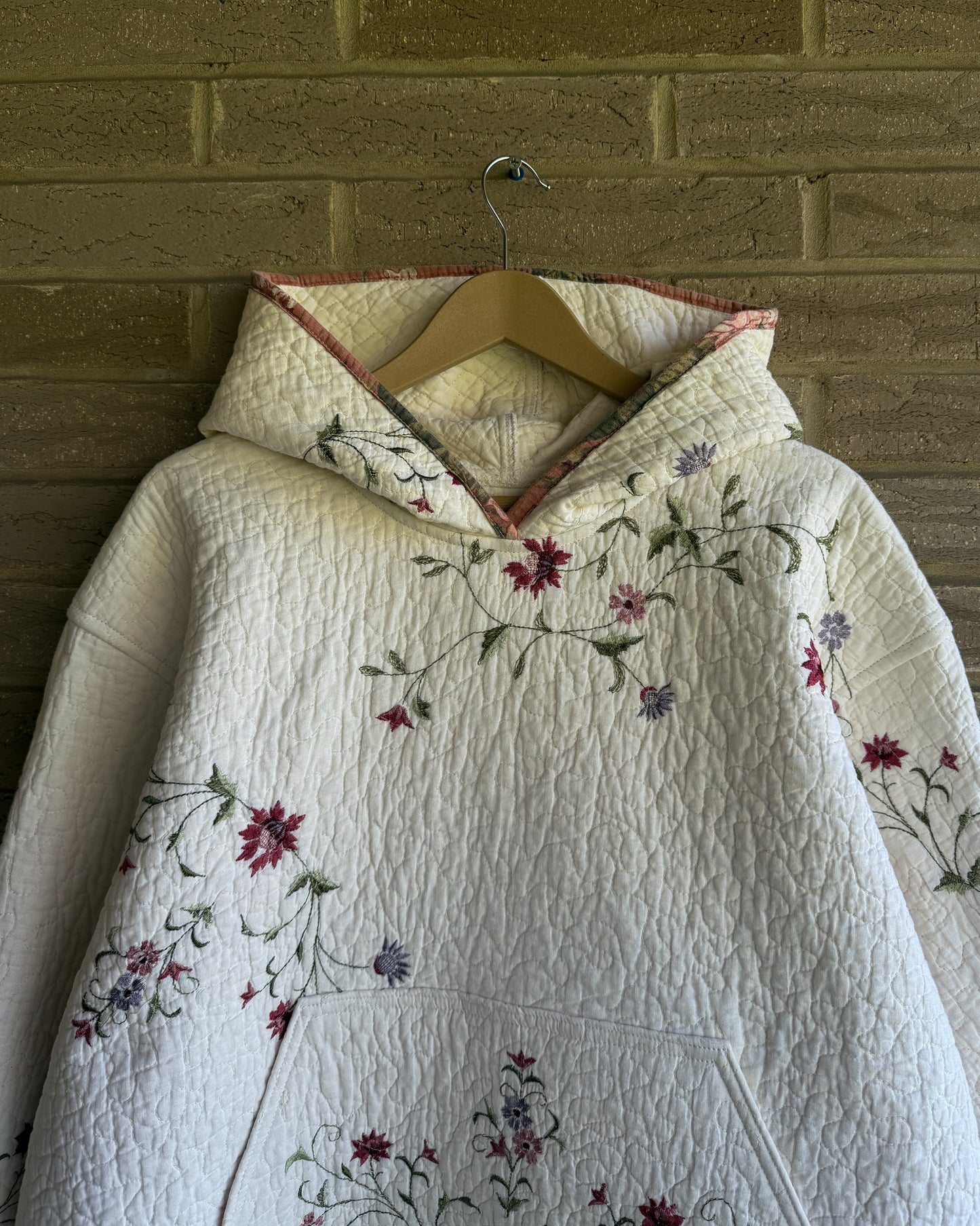 L - Floral Embroidered Hoodie