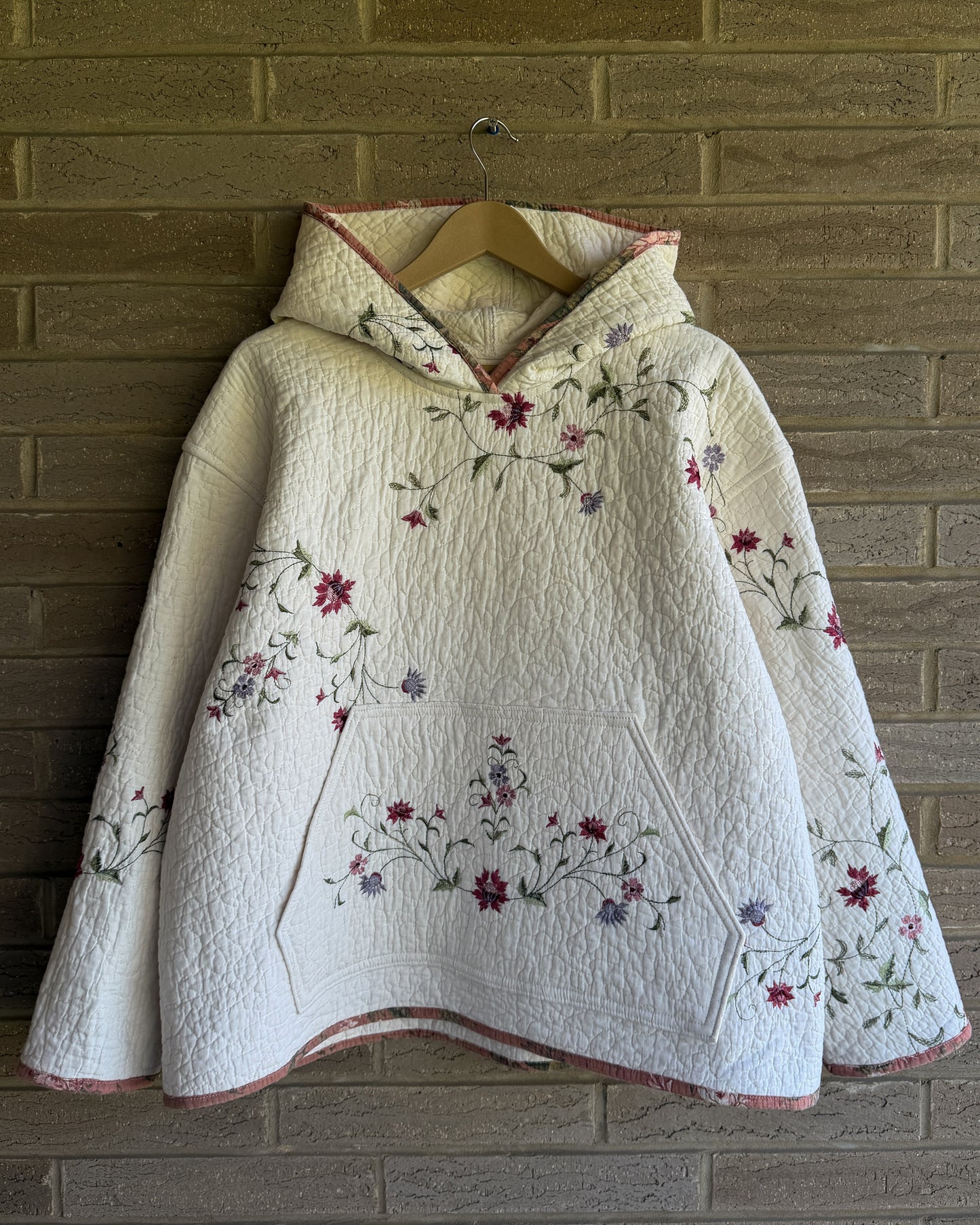 L - Floral Embroidered Hoodie