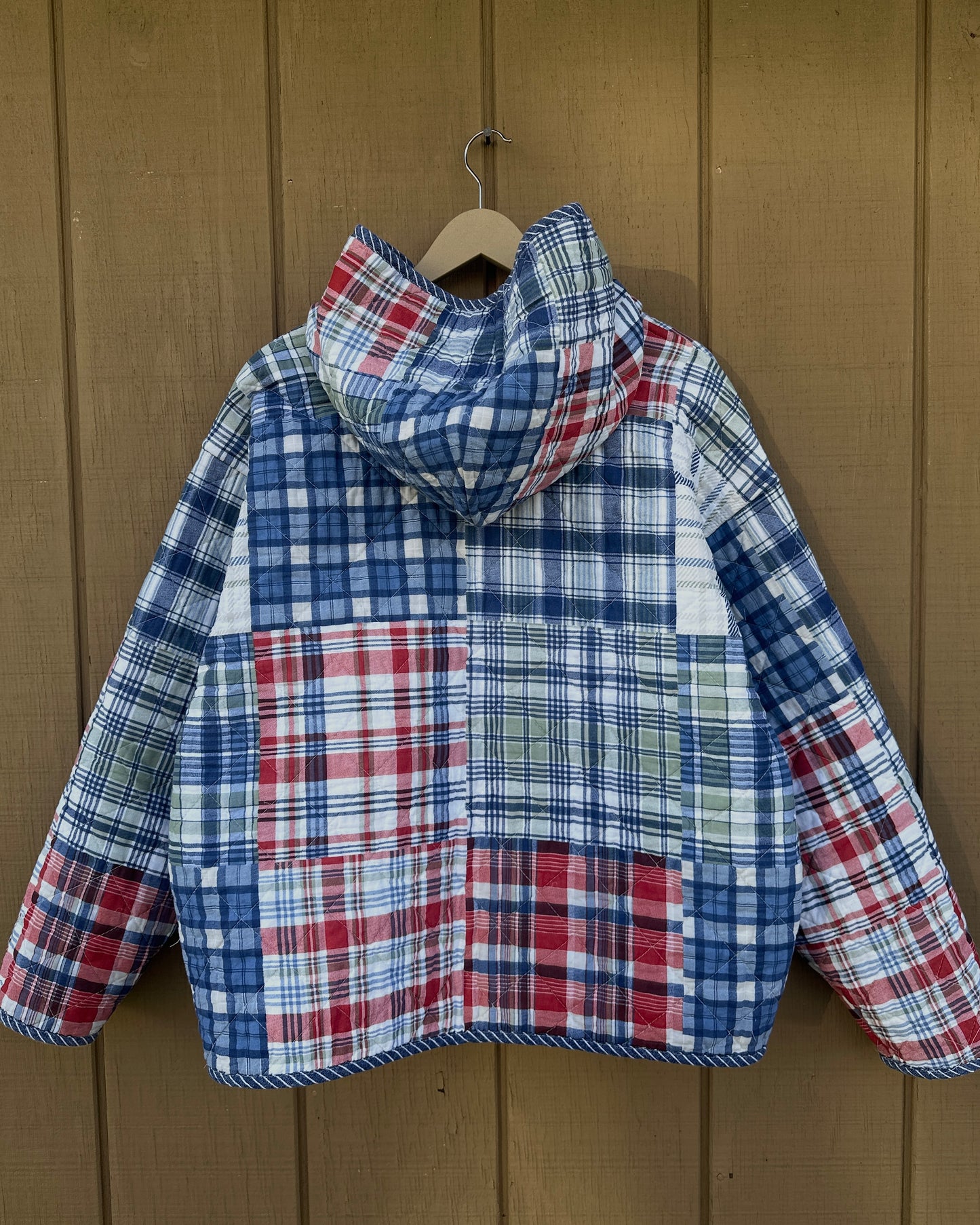 Plaid Quilted Hoodie - L