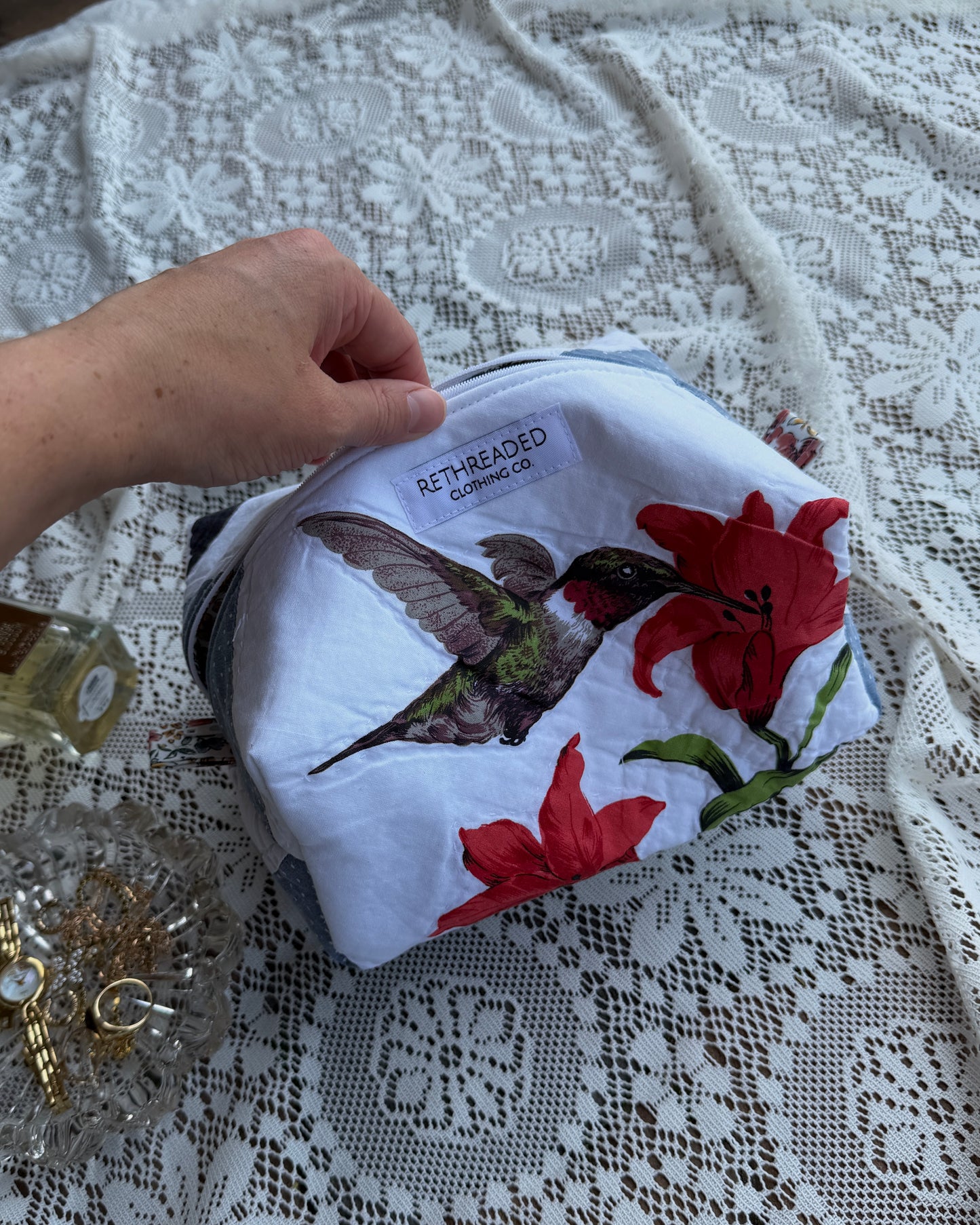 hummingbird makeup bag