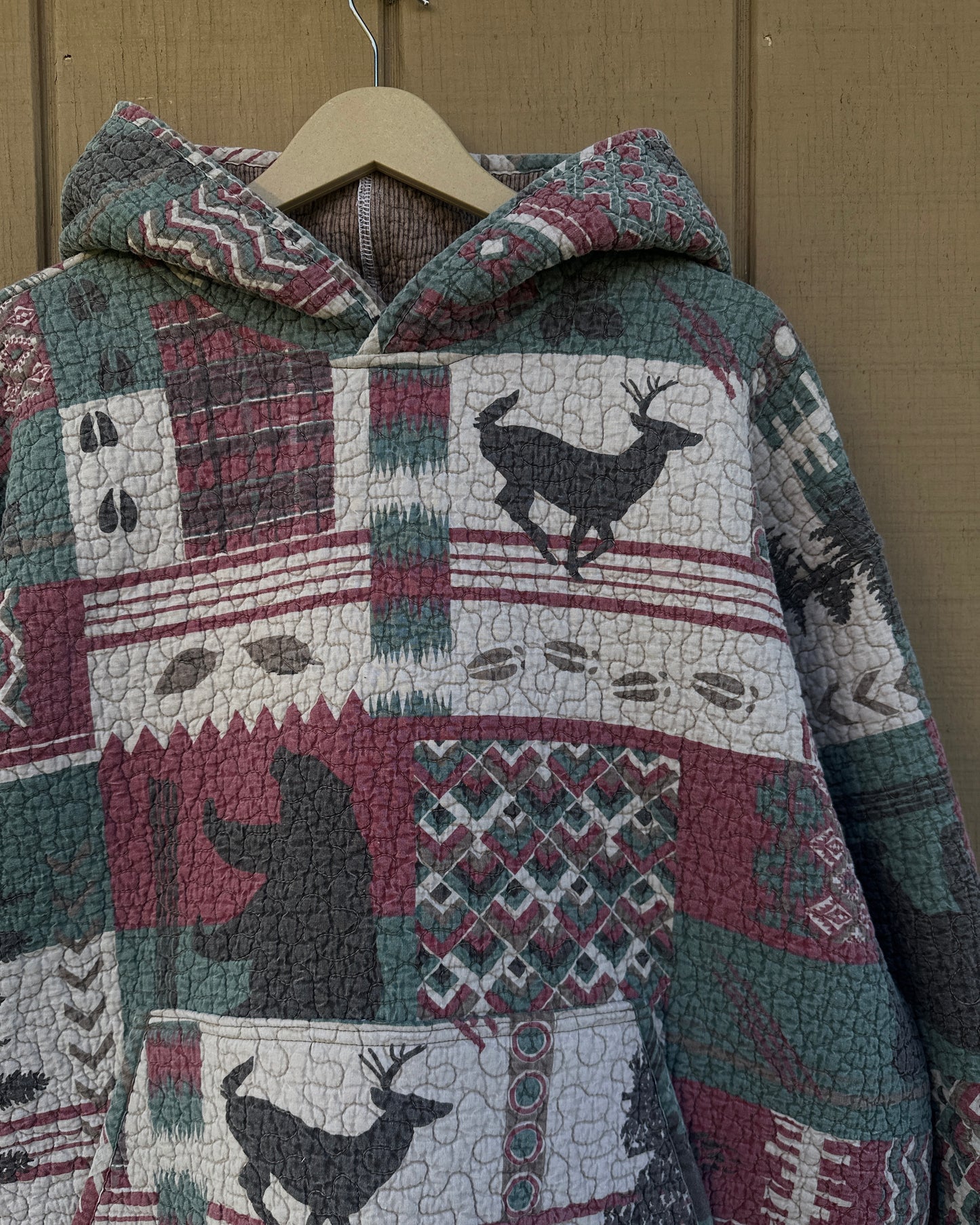 Deer/Bear Quilted Hoodie - XL