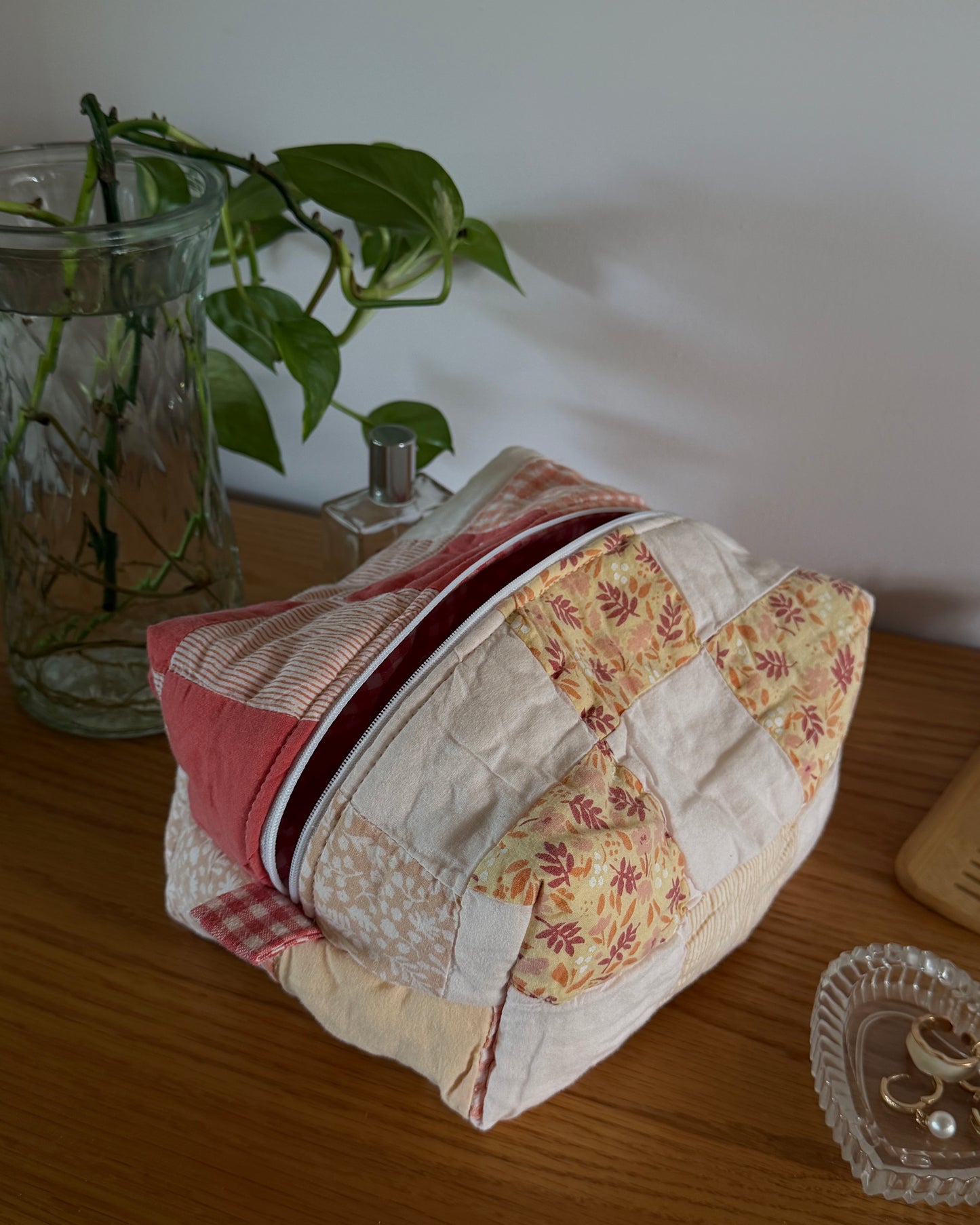 patchwork quilted makeup bag